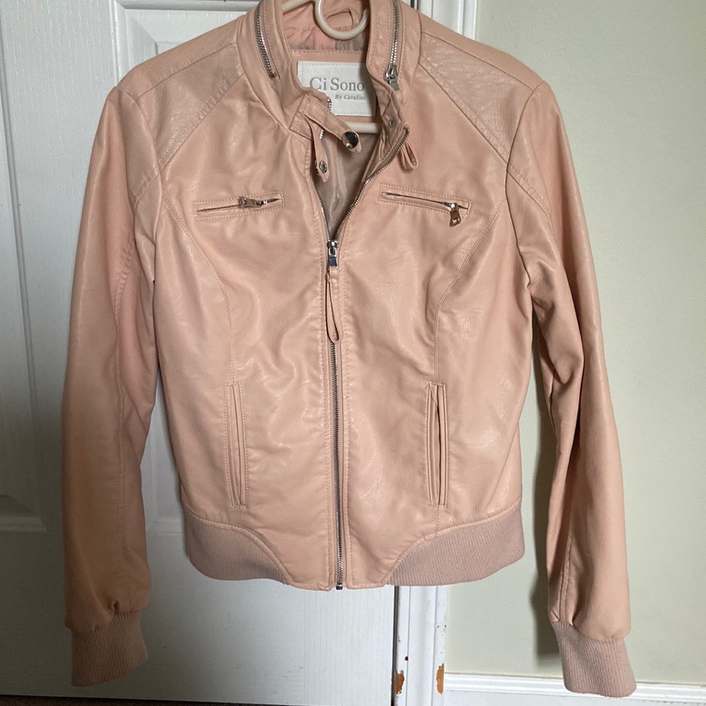 Pink Faux Leather Jacket